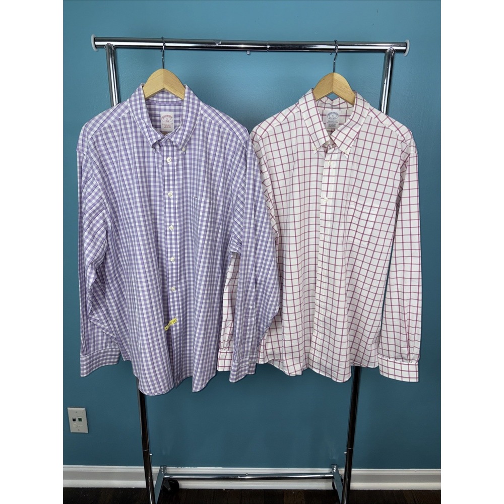 Brooks Brothers Size XL Long Sleeve Button Down Shirt Plaid Lot Of 2 Old Money